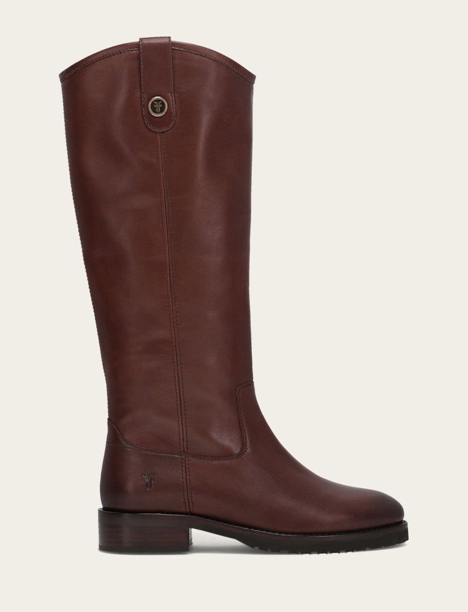 Frye Melissa Button Tall Brown Leather Riding Boots